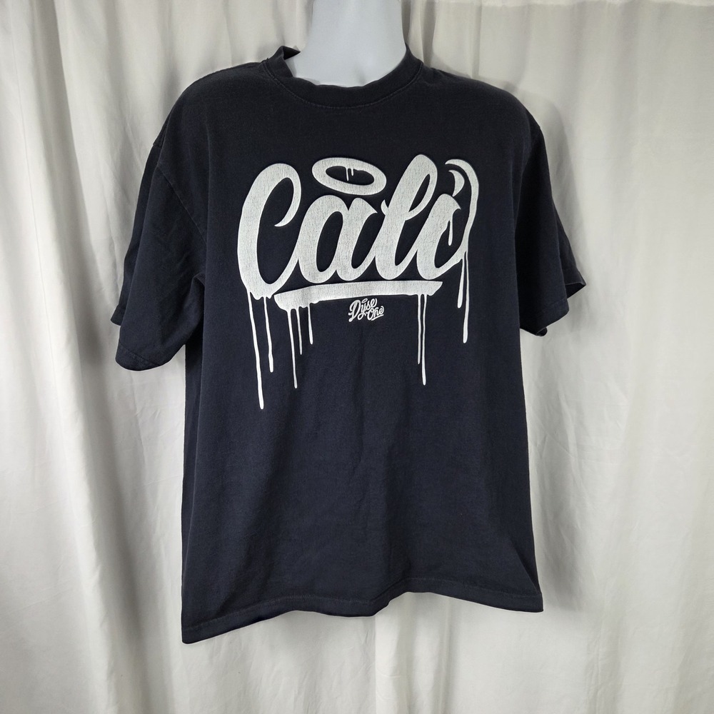 DyseOne Shirt Mens XL Black Cali Halo Drip Graphic T-Shirt Top USA Streetwear